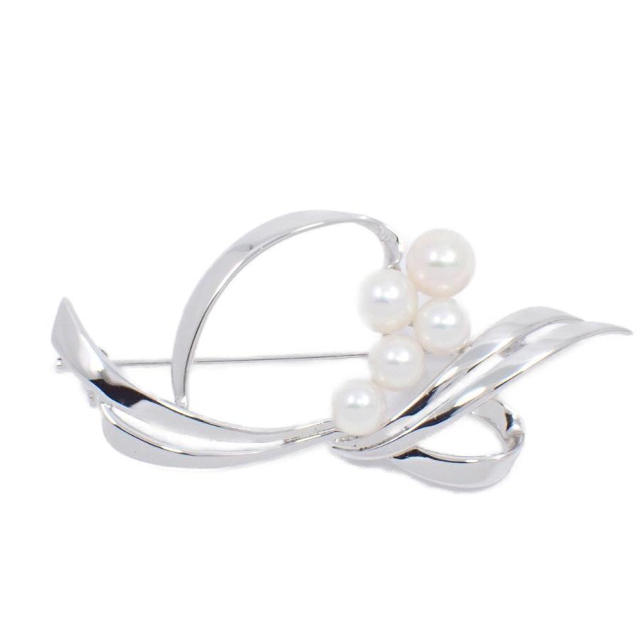 ★美品★ミキモト　パールブローチ　フラワー　お花　あこや真珠　シルバー　5粒 MIKIMOTO（ミキモト） 花かごモチーフ ブローチ シルバー/パール5粒