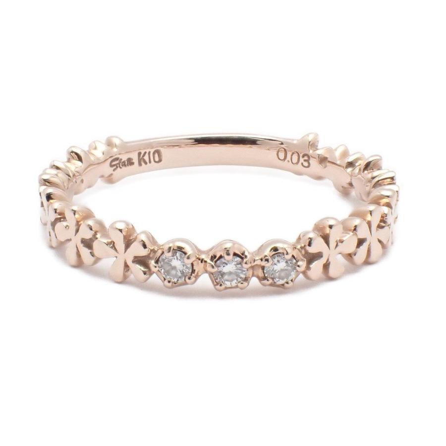 STARJEWELRY K10ピンキーリング 1号ダイヤモンド0.03ct STAR JEWELRY（スタージュエリー） フラワー ピンキー リング K10PG