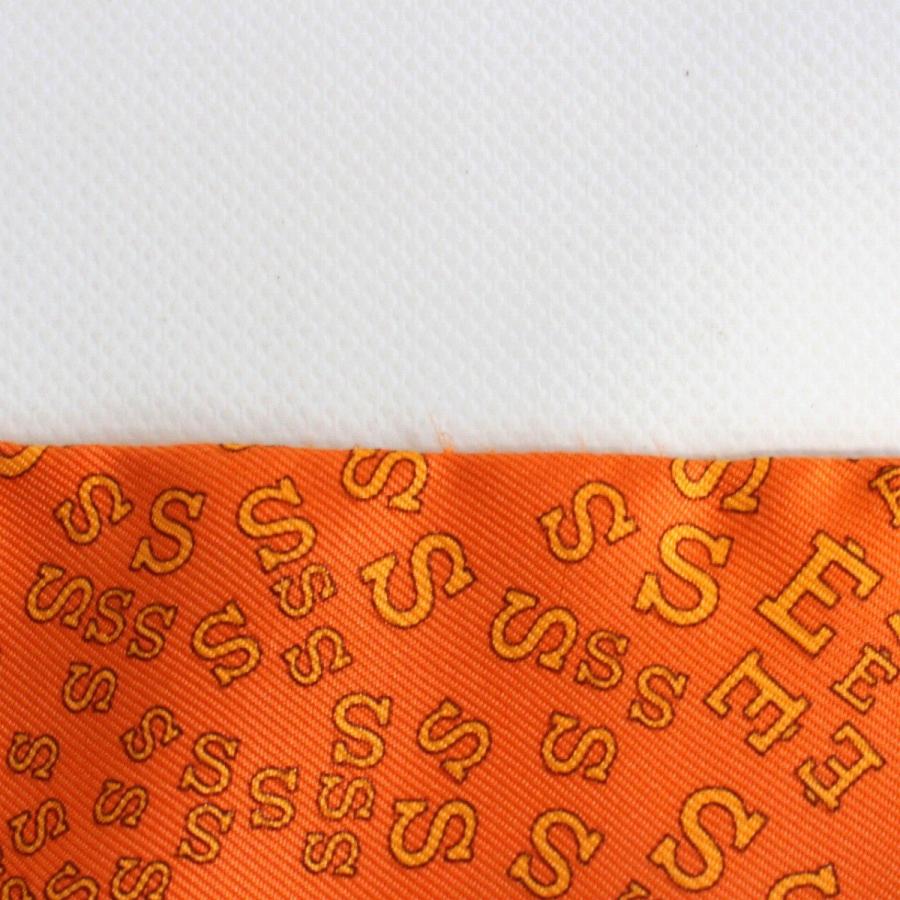エルメス　ツイリー　アルファベット HERMES（エルメス） ツイリー アルファベット シルク100％ オレンジ系