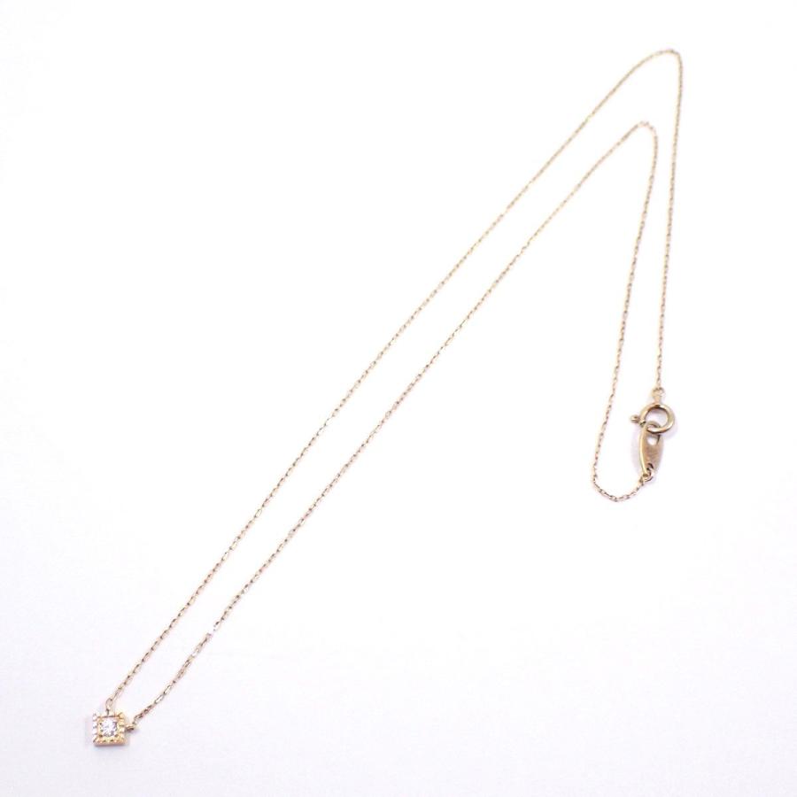 エテ K10YG ミル打ち ダイヤモンド ネックレス ete エテ ひし形 ミル打ち ネックレス K10/ダイヤモンド【いおき