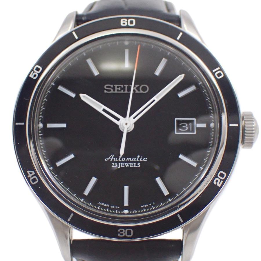 SEIKO セイコー メカニカル 自動巻き メンズ 腕時計 黒文字盤 純正革  