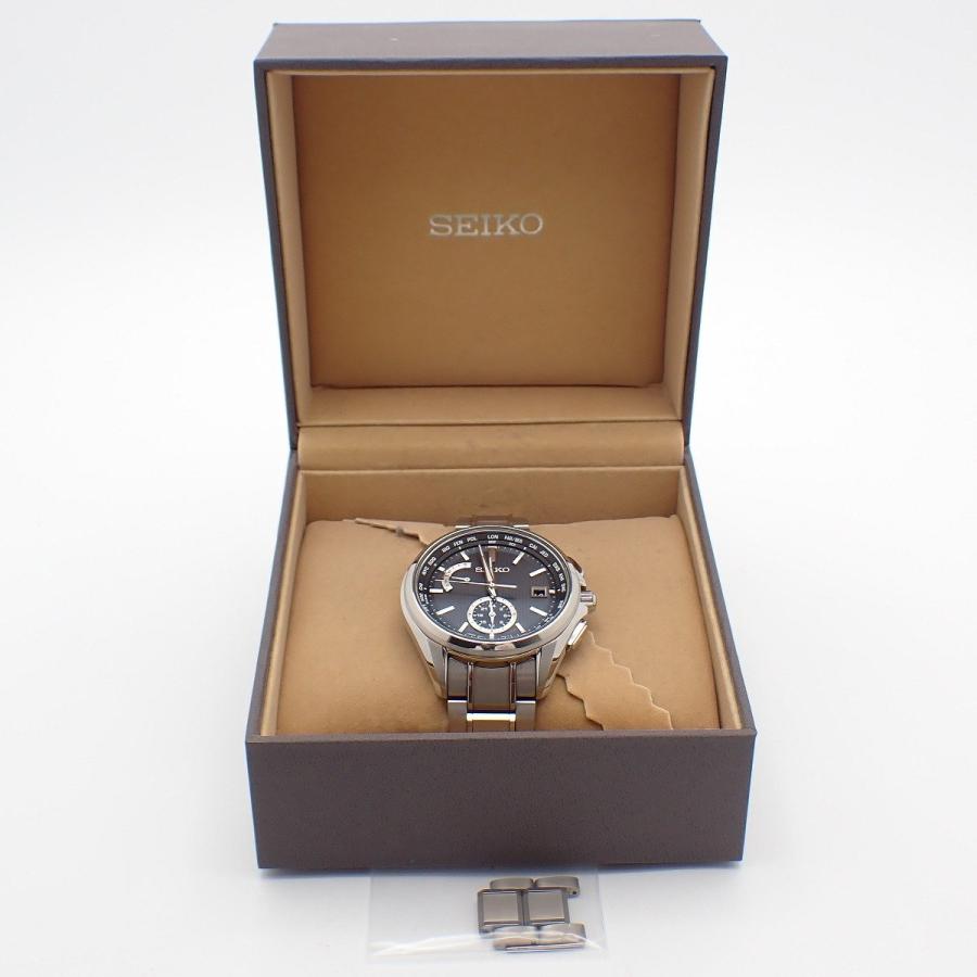 【稼動】 美品 SEIKO 腕時計 チタン メンズ ソーラー 黒文字盤 デイト Flight Expert デュアルタイム SEIKO セイコー ブライツ フライト