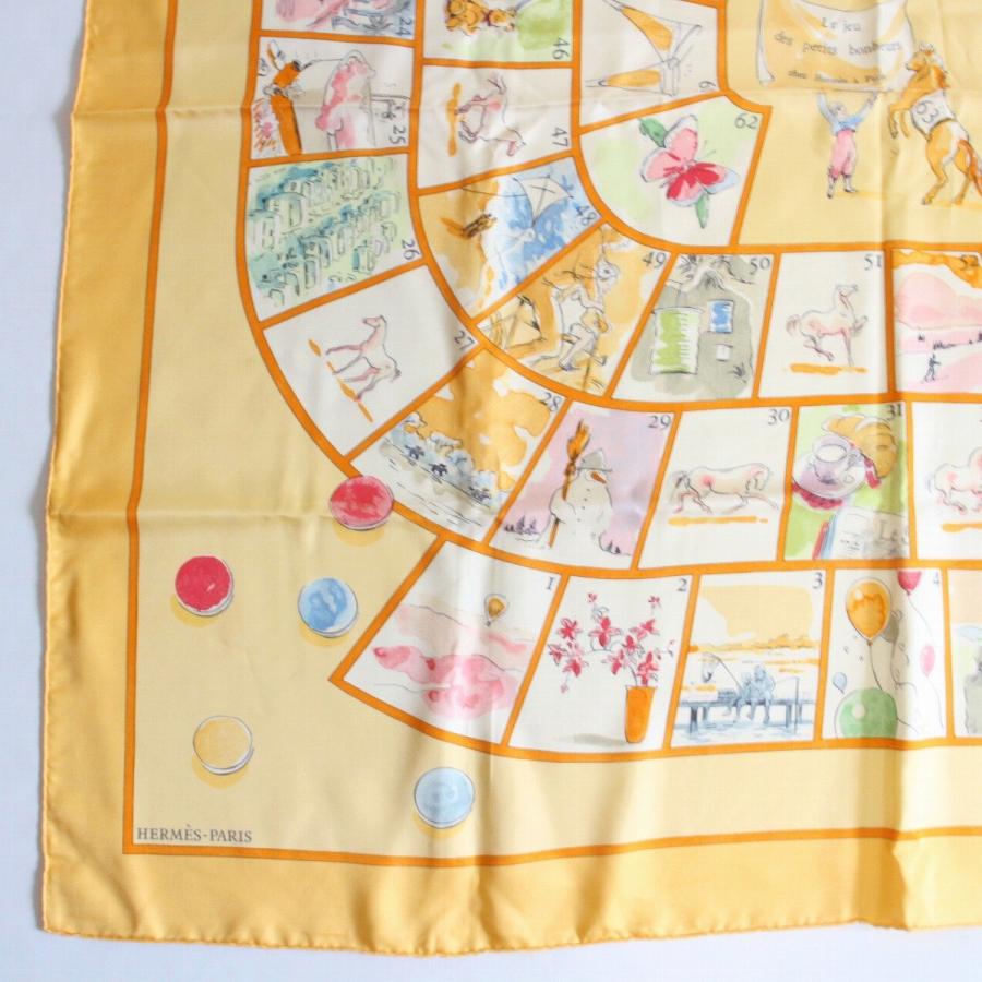 未使用 極美品 希少 HERMES スカーフ カレ90 カレ 小さな幸せのゲーム HERMES（エルメス） カレ 90 スカーフ Le jeu des petits bonheurs