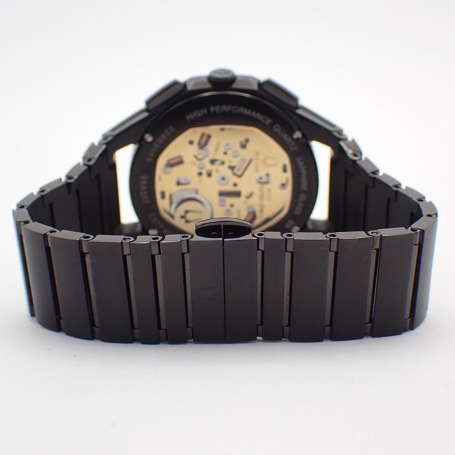【美品】BULOVA ブローバ カーブ クロノグラフ クォーツ メンズ 腕時計 ブラック スケルトン文字盤 純正ベルト 98A207【いおき質店】の画像