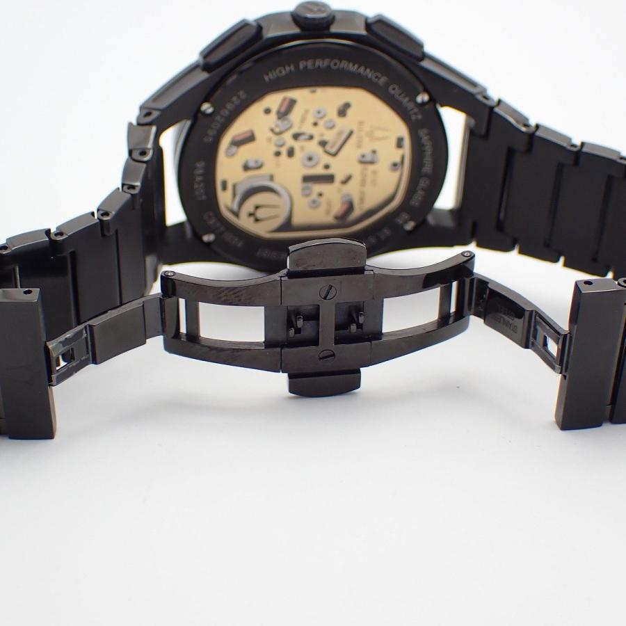 【美品】BULOVA ブローバ カーブ クロノグラフ クォーツ メンズ 腕時計 ブラック スケルトン文字盤 純正ベルト 98A207【いおき質店】の画像