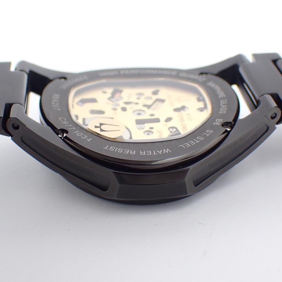 【美品】BULOVA ブローバ カーブ クロノグラフ クォーツ メンズ 腕時計 ブラック スケルトン文字盤 純正ベルト 98A207【いおき質店】の画像