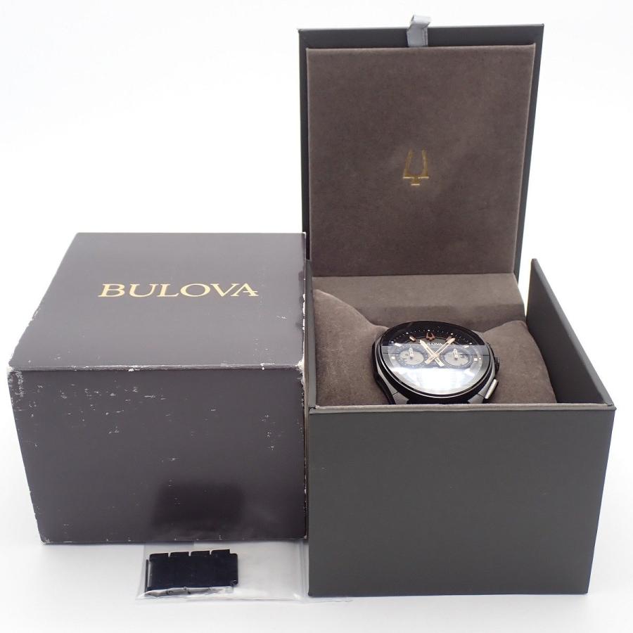 【美品】BULOVA ブローバ カーブ クロノグラフ クォーツ メンズ 腕時計 ブラック スケルトン文字盤 純正ベルト 98A207【いおき質店】の画像