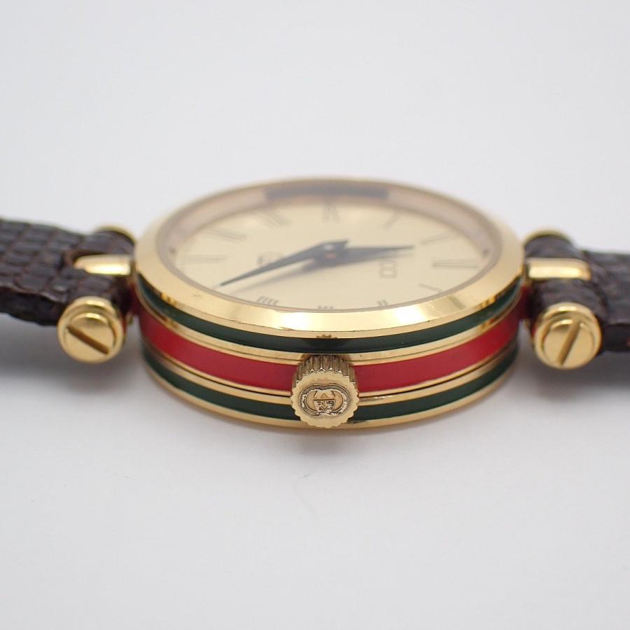 美品 グッチ シェリーライン ラウンド ゴールド 新品電池 レディース 腕時計 GUCCI（グッチ） ラウンド型 シェリーラインケース クォーツ