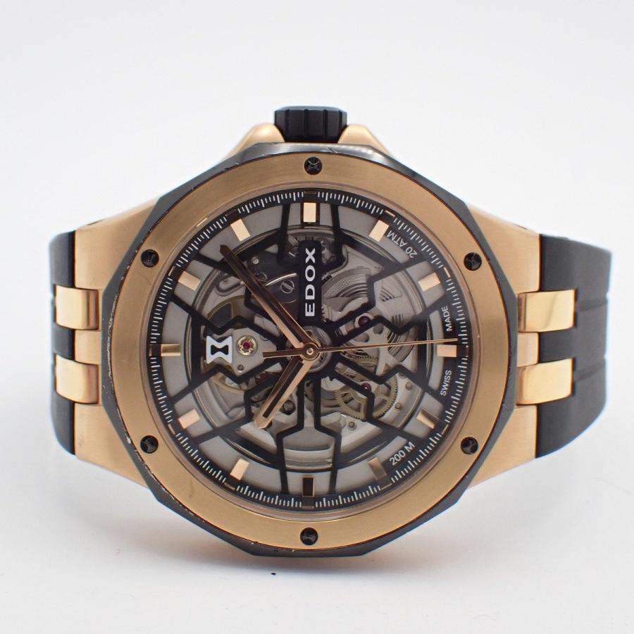 EDOX エドックス デルフィン メカノ 自動巻き メンズ 腕時計 PGメッキ×ブラック スケルトン 85303-357RN-NRN デルフィン EDOX エドックス メカノ 自動巻き メンズ 腕時計 PGメッキ
