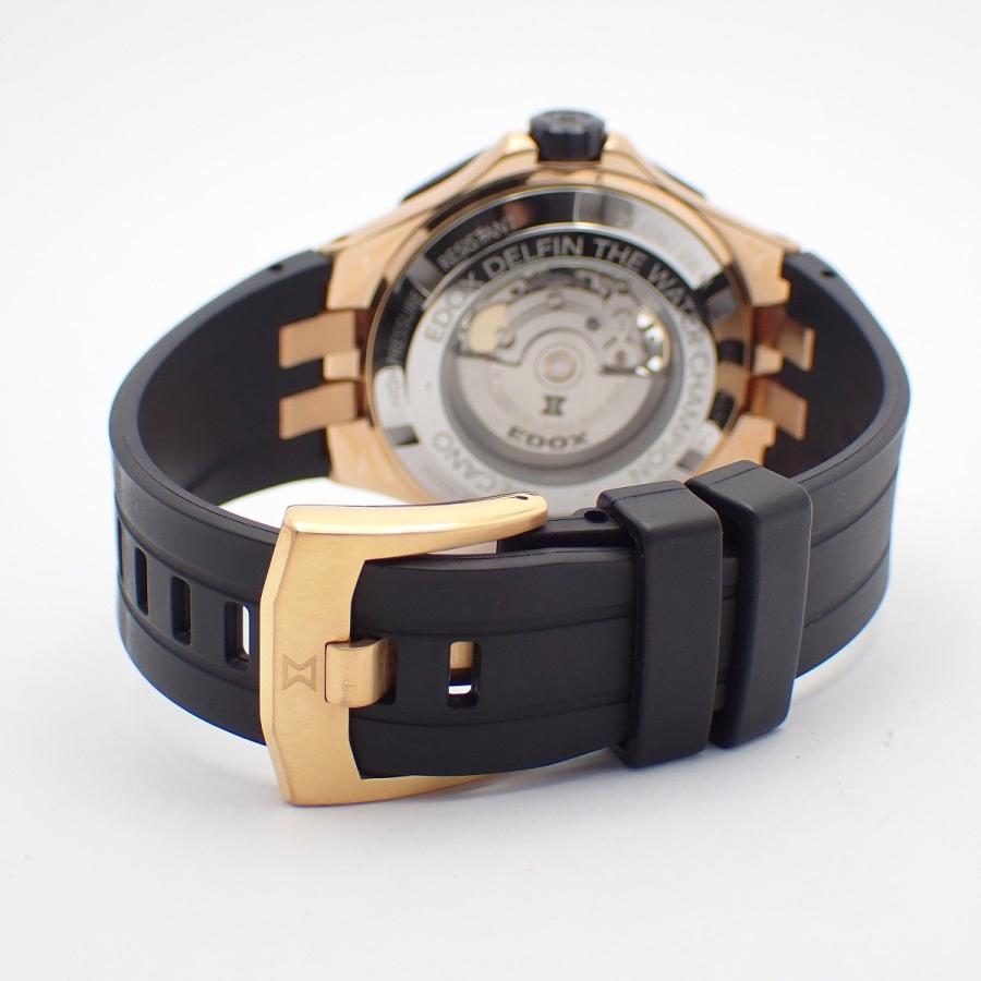 EDOX エドックス デルフィン メカノ 自動巻き メンズ 腕時計 PGメッキ×ブラック スケルトン 85303-357RN-NRN デルフィン EDOX エドックス メカノ 自動巻き メンズ 腕時計 PGメッキ