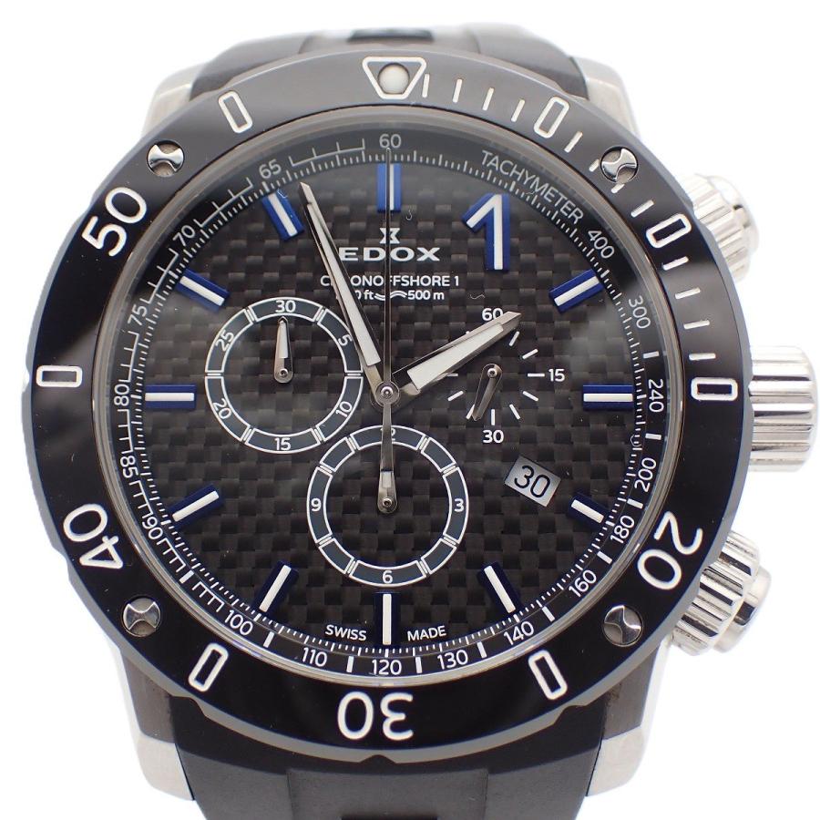 EDOX エドックス クロノオフショア1 クロノグラフ クォーツ メンズ 腕時計 カーボン文字盤 純正ラバーベルト 10221 クロノオフショア-1 EDOX エドックス クロノオフショア1 クロノグラフ