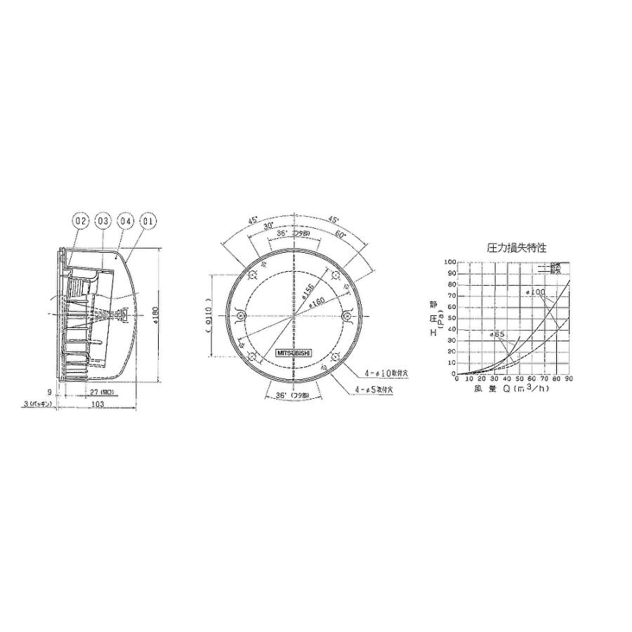 三菱電機（MITSUBISHI ELECTRIC） 【即納・在庫品】P-50CVP パイプ取付