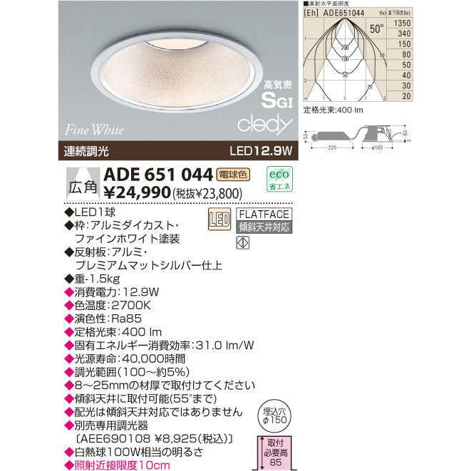 コイズミ照明 LEDダウンライト LED一体型 屋内 傾斜天井取付可能