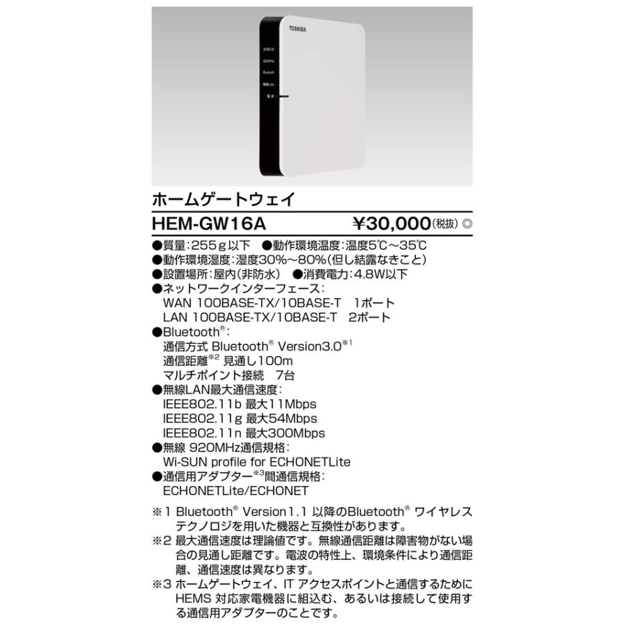 ☆新品未使用☆TOSHIBA(東芝ライテック) HEMS対応・ホームゲートウェイ HEM-GW16A 希望小売価格32400円 東芝ライテック 【即納・在庫品】HEM-GW16A スマートメーター ホーム