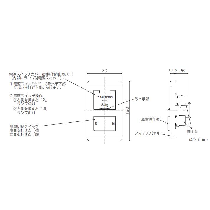 三菱電機　24時間換気　コントロールスイッチ　P-04SWL2 17個 三菱 三菱電機 MITSUBISHI 換気扇 P-04SWL2 コントロール