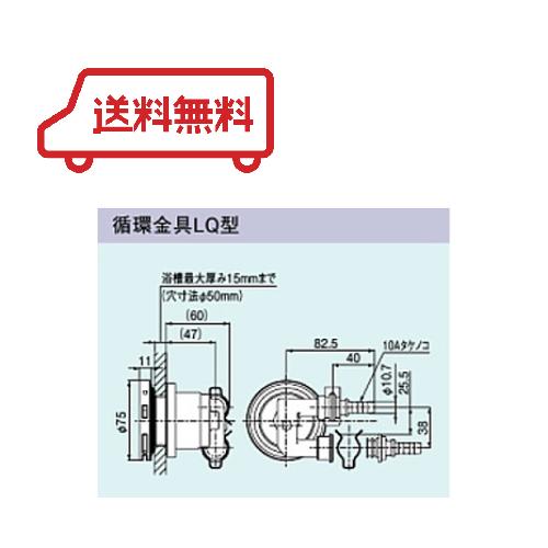 リンナイ 循環金具 LQ型 おいだき樹脂配管専用オプション 浴槽穴径50mm 