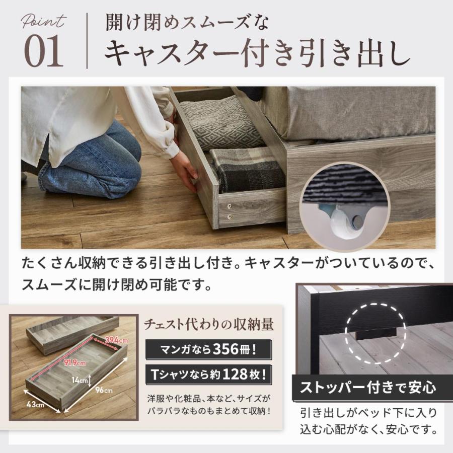 ネルコンシェルジュ ベッド 収納 ダブルベッド マットレス付き 収納