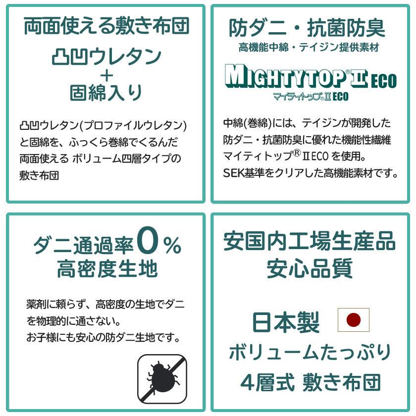 四層敷き布団 セミダブル ベッドで使える 敷きふとん 両面使える寝心地2タイプ極厚 12cm厚 抗菌防臭防ダニ加工中綿テイジン_2