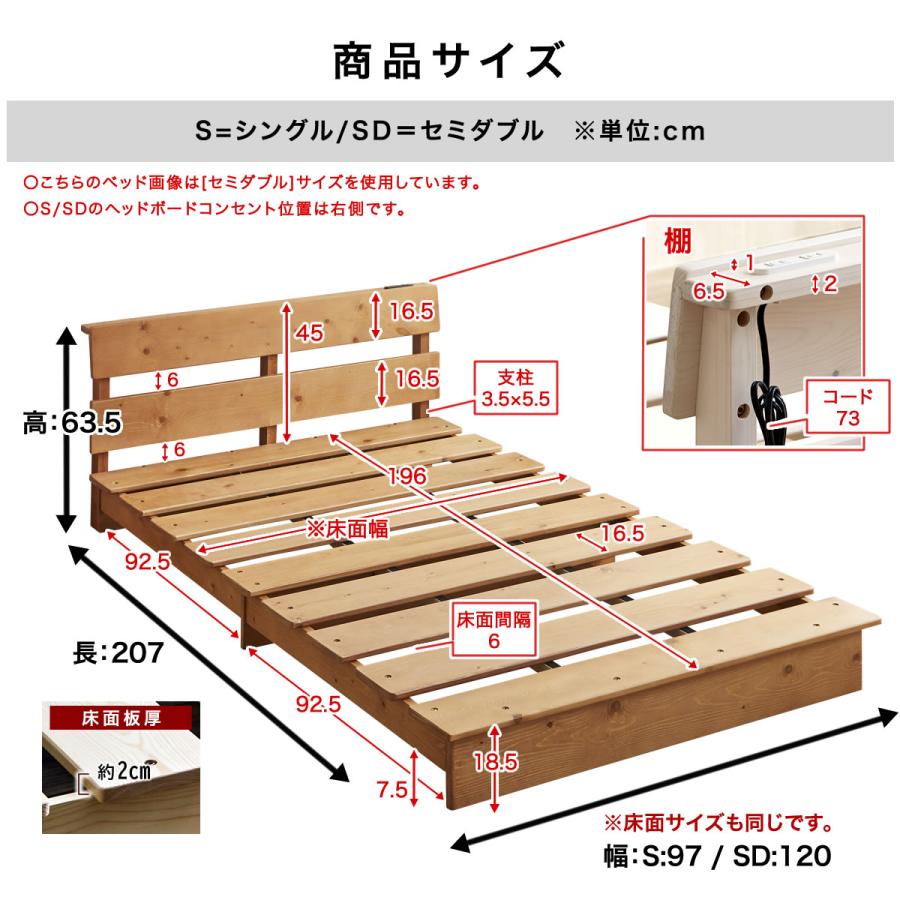 ネルコンシェルジュ ステージトップベッド ヘッド付き 棚 コンセント