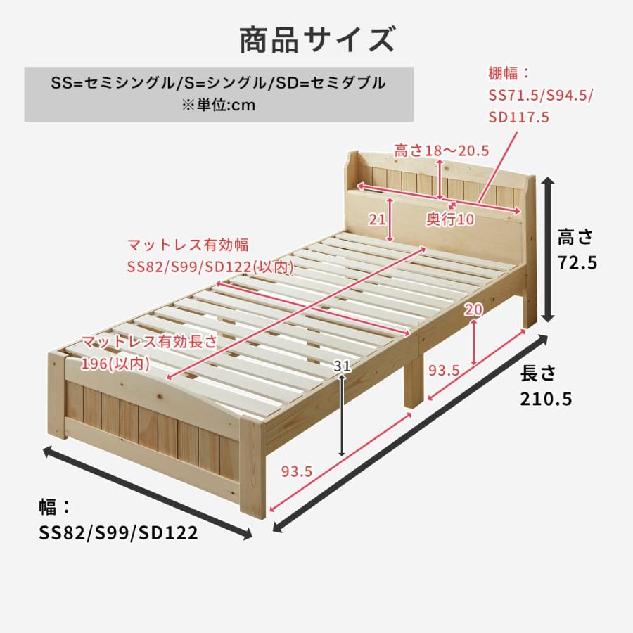 ネルコンシェルジュ ベッド ラルーチェ すのこベッド セミダブル 厚さ