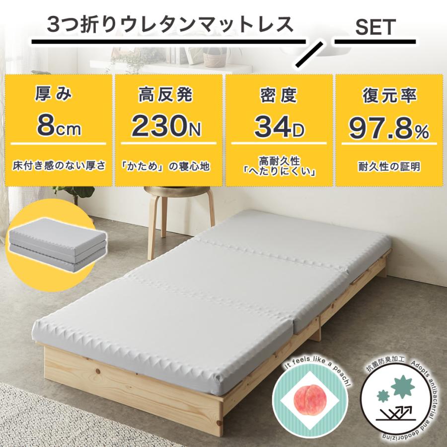 ネルコンシェルジュ 3つ折りウレタンマットレス付きベッド用 布団7点