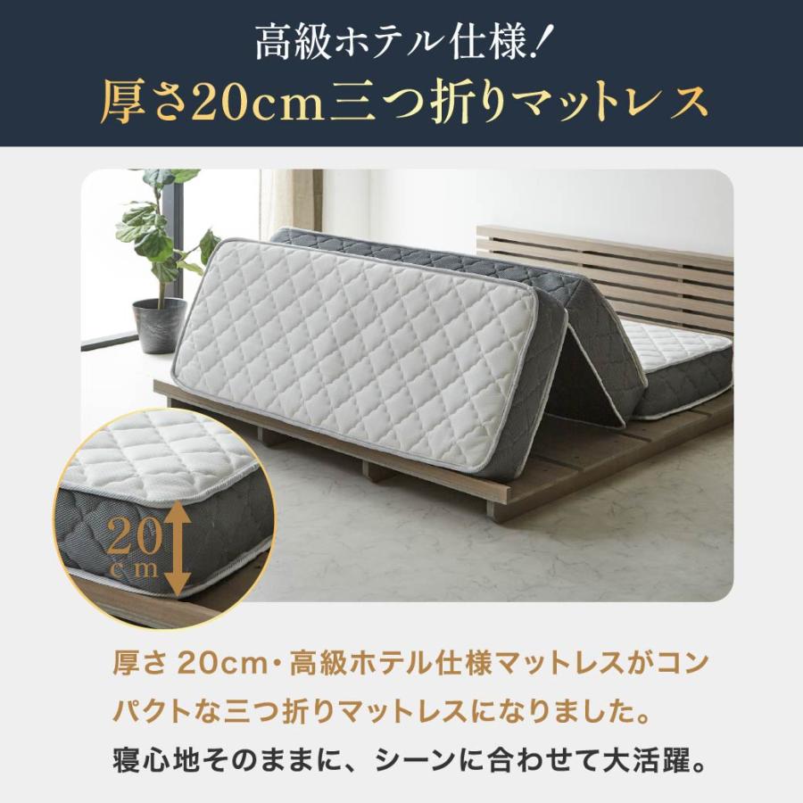 ネルコンシェルジュ ポケットコイルマットレス 三つ折り 極厚20cm セミ