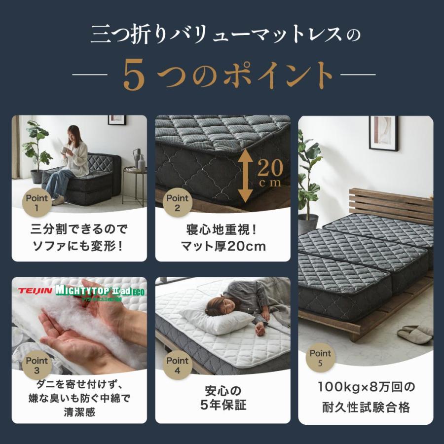 ネルコンシェルジュ ポケットコイルマットレス 三つ折り 極厚20cm