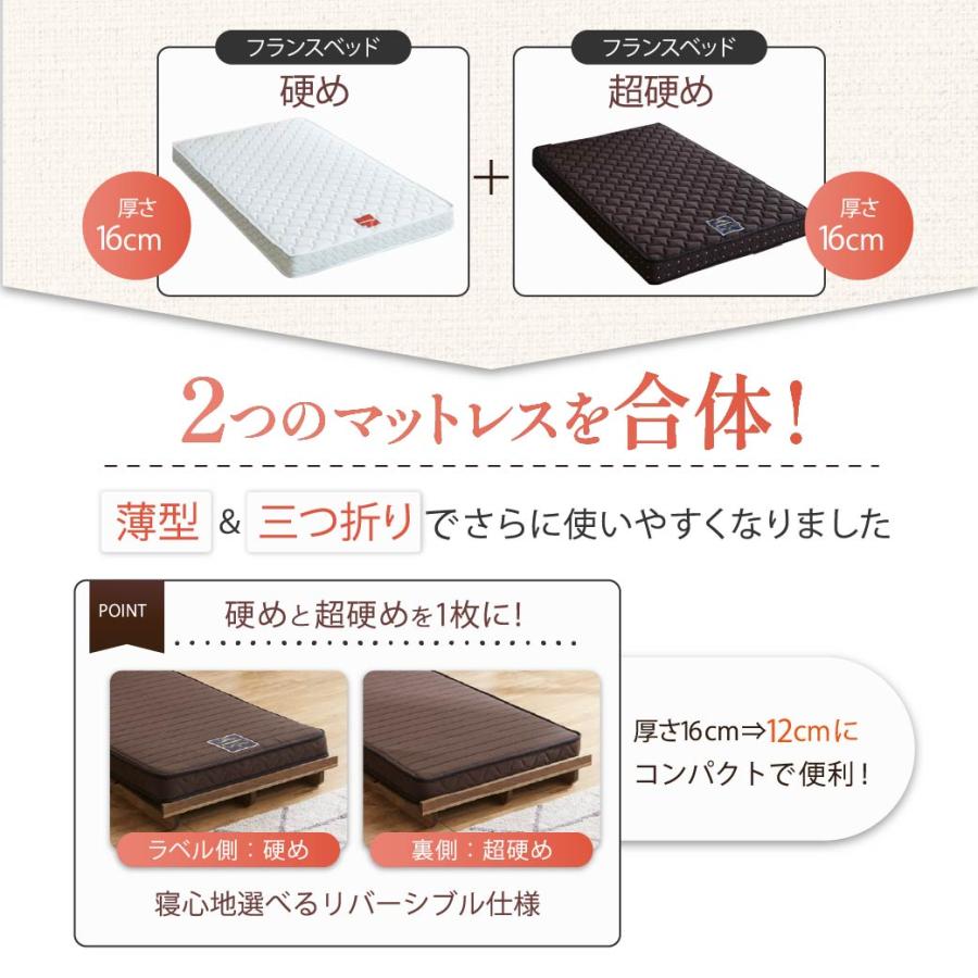 三つ折りマットレス　フランスベット2枚 ネルコンシェルジュ フランスベッド 三つ折り薄型マットレス 厚さ12cm