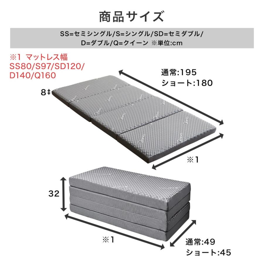 ネルコンシェルジュ 四つ折りウレタンマットレス 厚さ8cm セミシングル