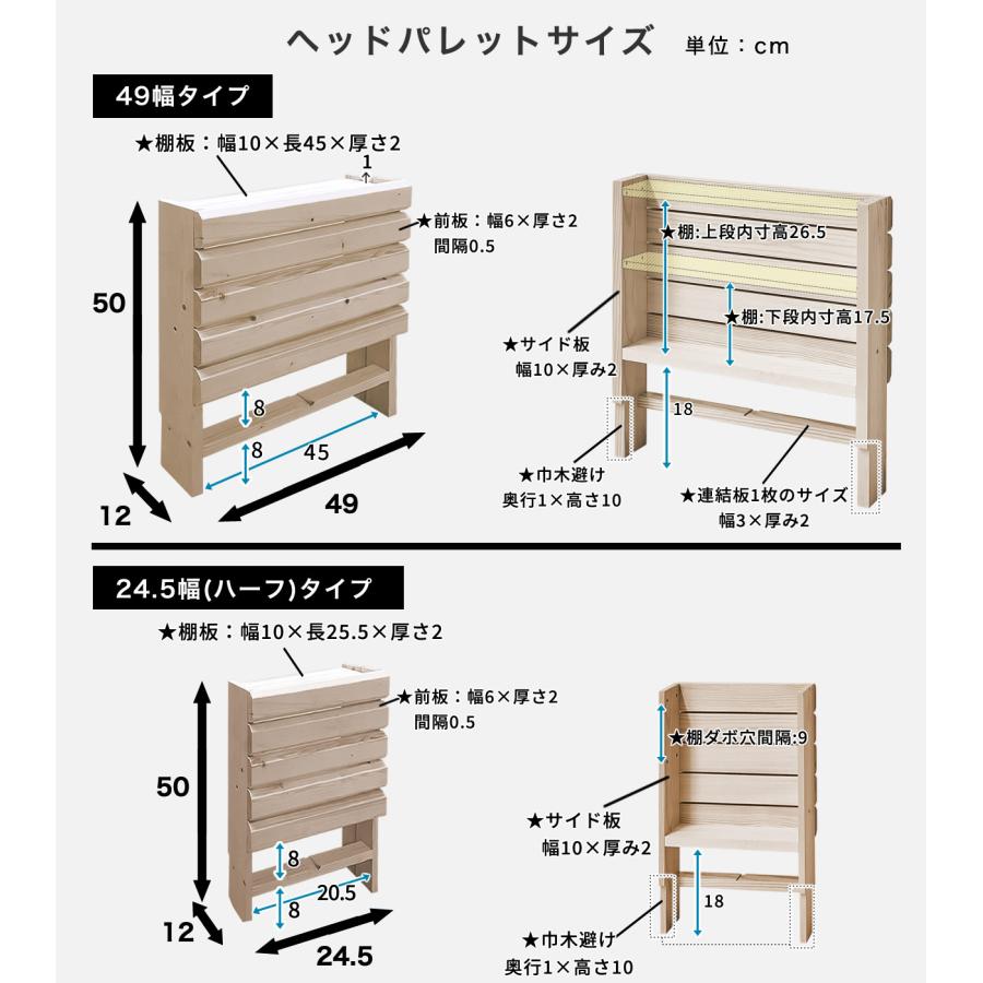 ネルコンシェルジュ パレットベッド 棚付き セミダブル すのこベッド