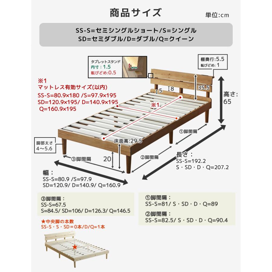 ネルコンシェルジュ すのこベッド トリア 棚付きベッド セミシングル
