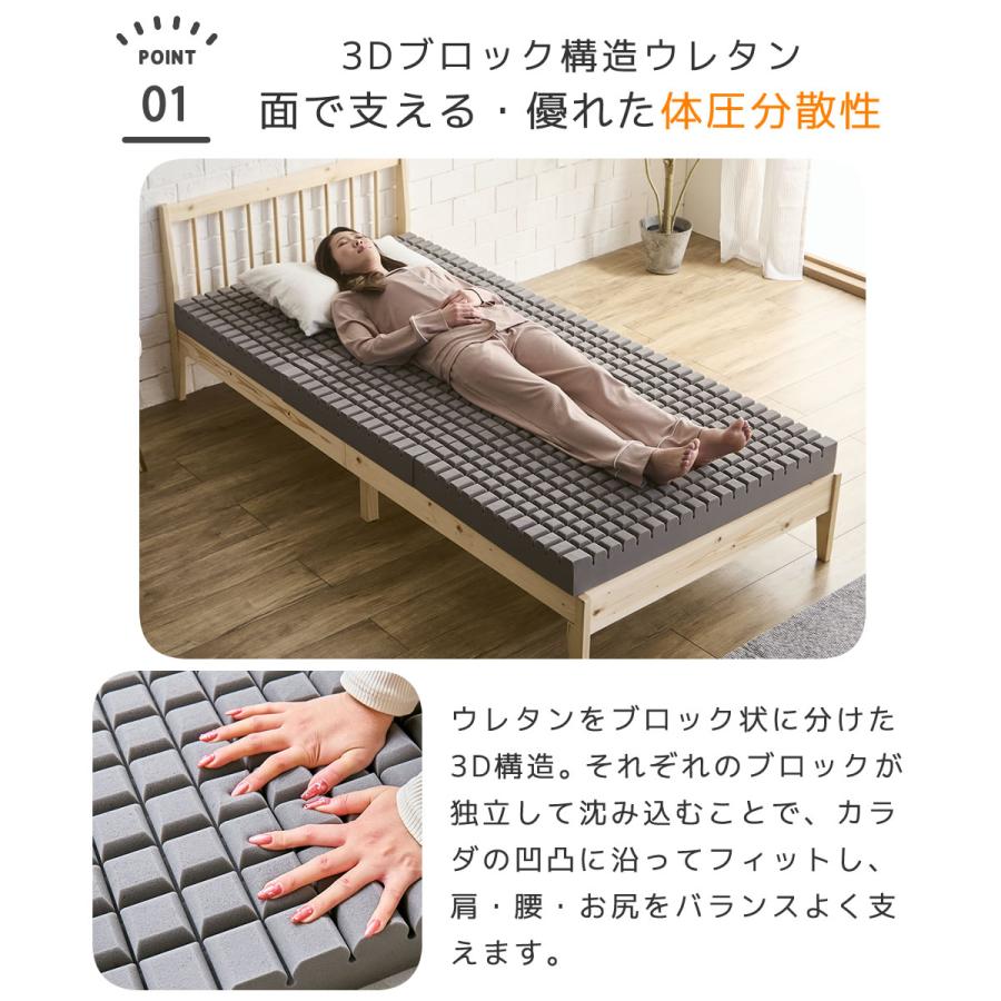 ネルコンシェルジュ 三つ折りウレタンマットレス ダブル 10cm厚 30D 