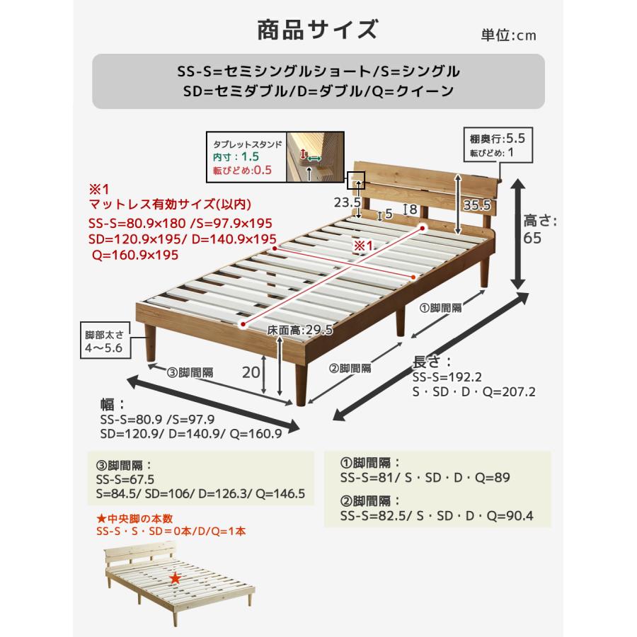 ネルコンシェルジュ すのこベッド トリア 棚付きベッド セミシングル