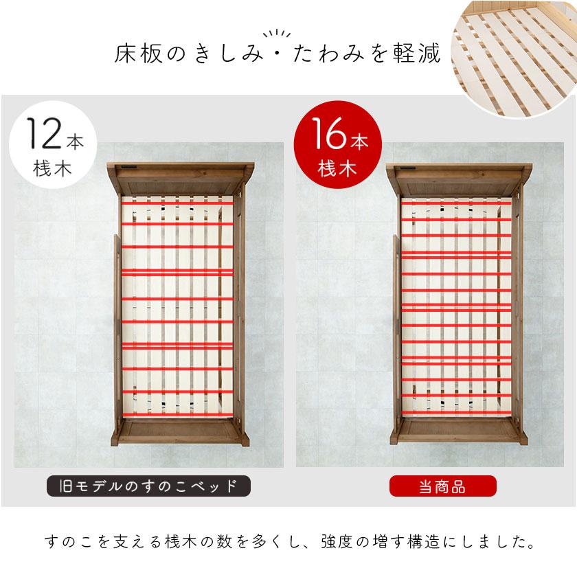 ロフトベッド シングル ミドルタイプ ベッドフレーム 木製 棚付き 2口
