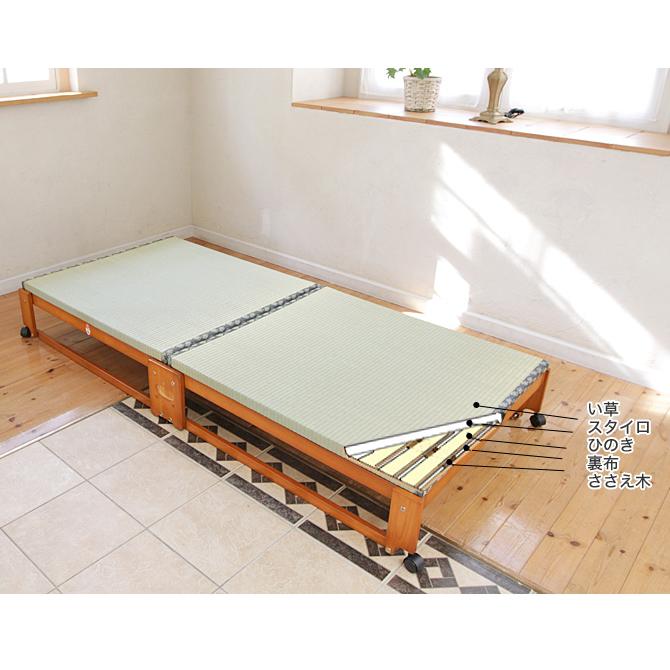 中居木工　折りたたみベッド NK-2771］折りたたみひのきスノコベッドハイタイプ ワイド