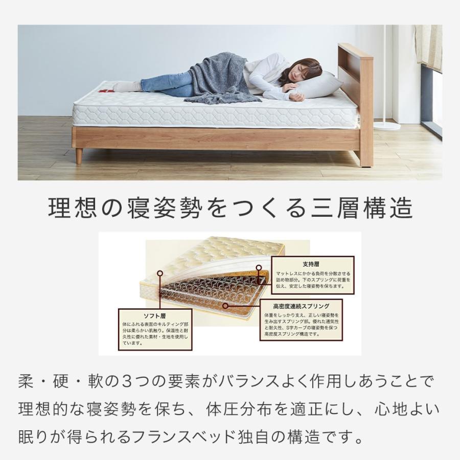 すのこベッド ベッド フランスベッド コンセント 棚付き LED照明 すのこベッド ベッド フランスベッド コンセント 棚付き LED照明