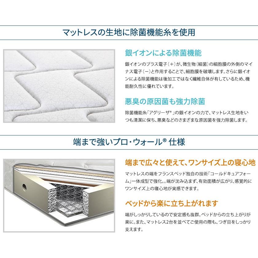 フランスベッド 高密度連続スプリングマットレス セミダブル 除菌機能糸 アグリーザ プロ・ウォール仕様 LT-5500α 国産 日本製 francebed  受注生産品の画像