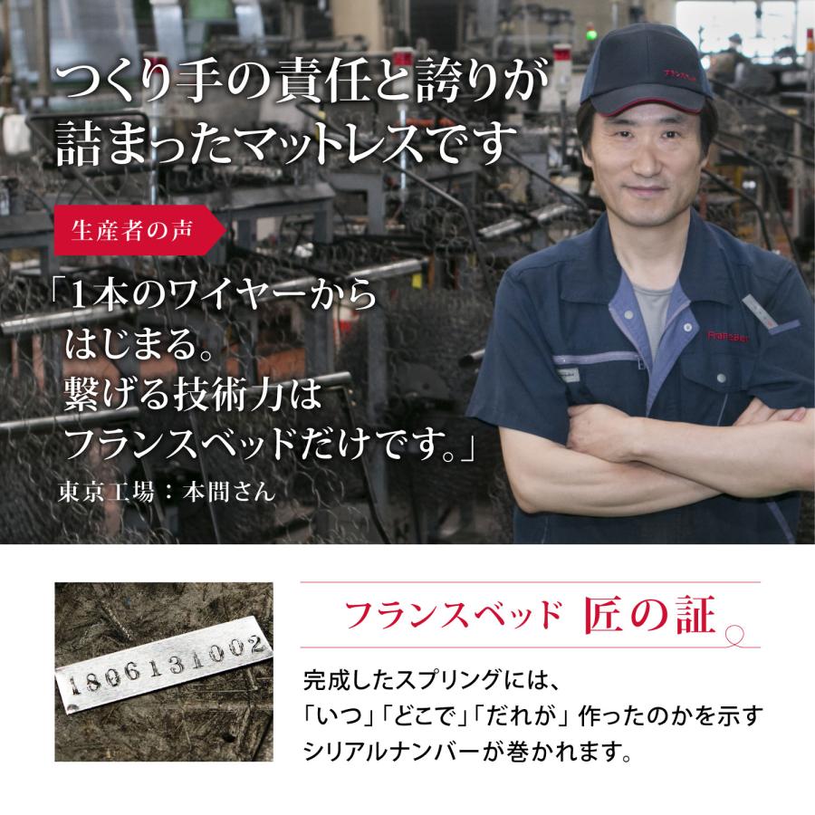 フランスベッド マットレス ダブル 17cm厚 寝返りしやすい 通気性良い 防ダニ 抗菌 防臭 高密度連続スプリングマットレス MT-030 ダブルサイズ_7