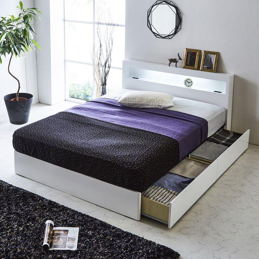 ネルコンシェルジュ 収納ベッド レスター セミダブル 棚付き