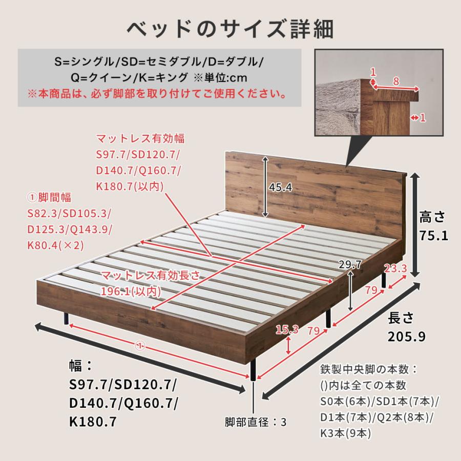 ネルコンシェルジュ 棚付きベッド すのこベッド ベッドフレームのみ