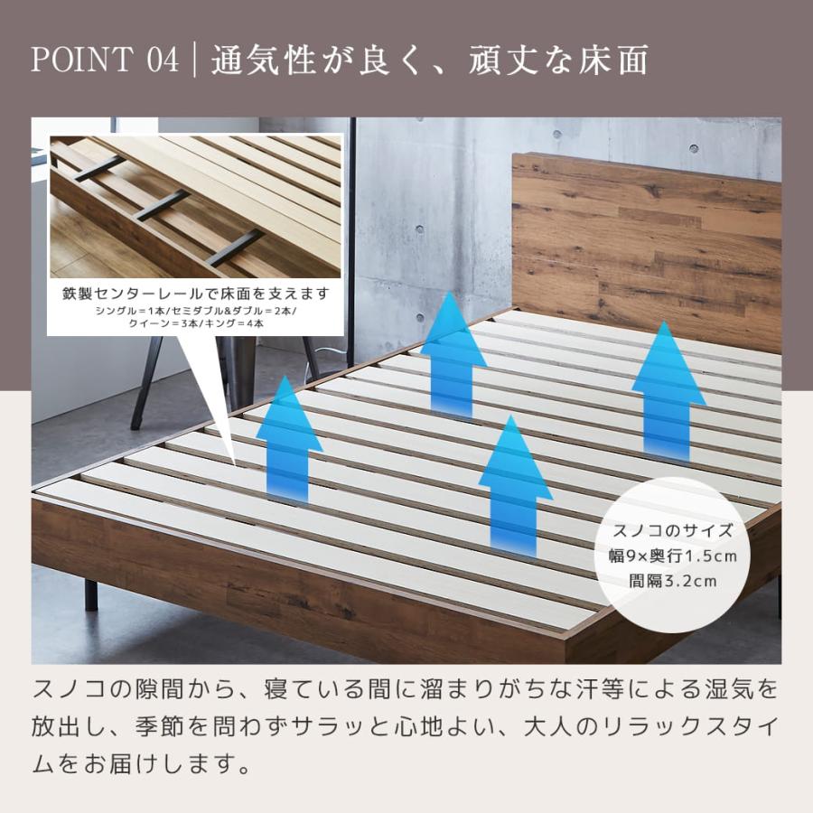 ネルコンシェルジュ 棚付きベッド ベッドフレームのみ クイーン 木製