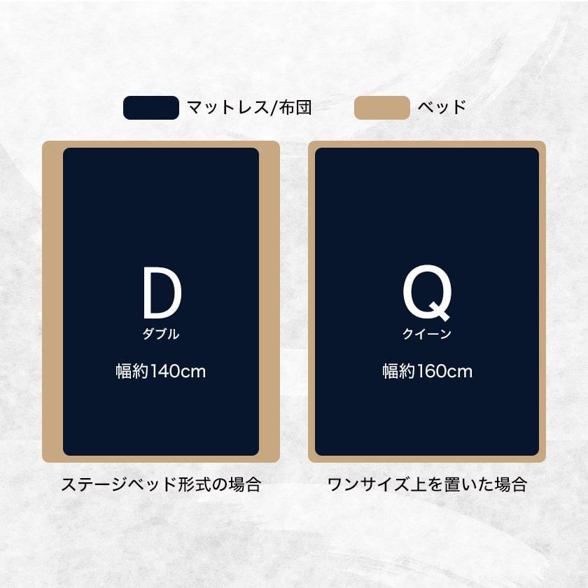 桐すのこベッド 2サイズ対応 ステージベッド ダブル 厚さ20cmポケットコイルマットレスセット 木製 棚付き 日本製 新商品 【ラクラク】