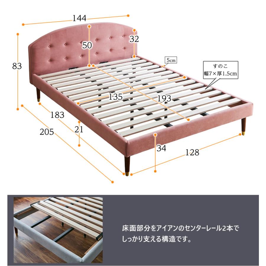 木製ダブルベッド ファブリックヘッドボード　ブラウン 楽天市場】レザーファブリック ベッド ダブルベッド フレーム