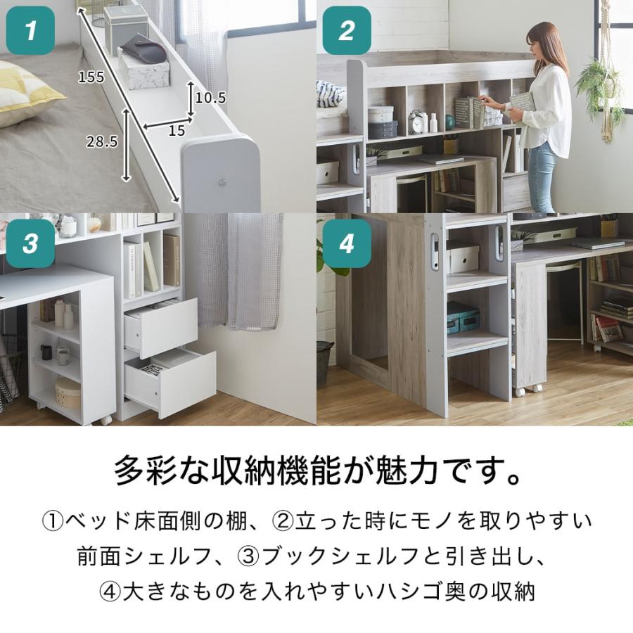 ネルコンシェルジュ アレット システムベッド ロフトベッド デスク付き