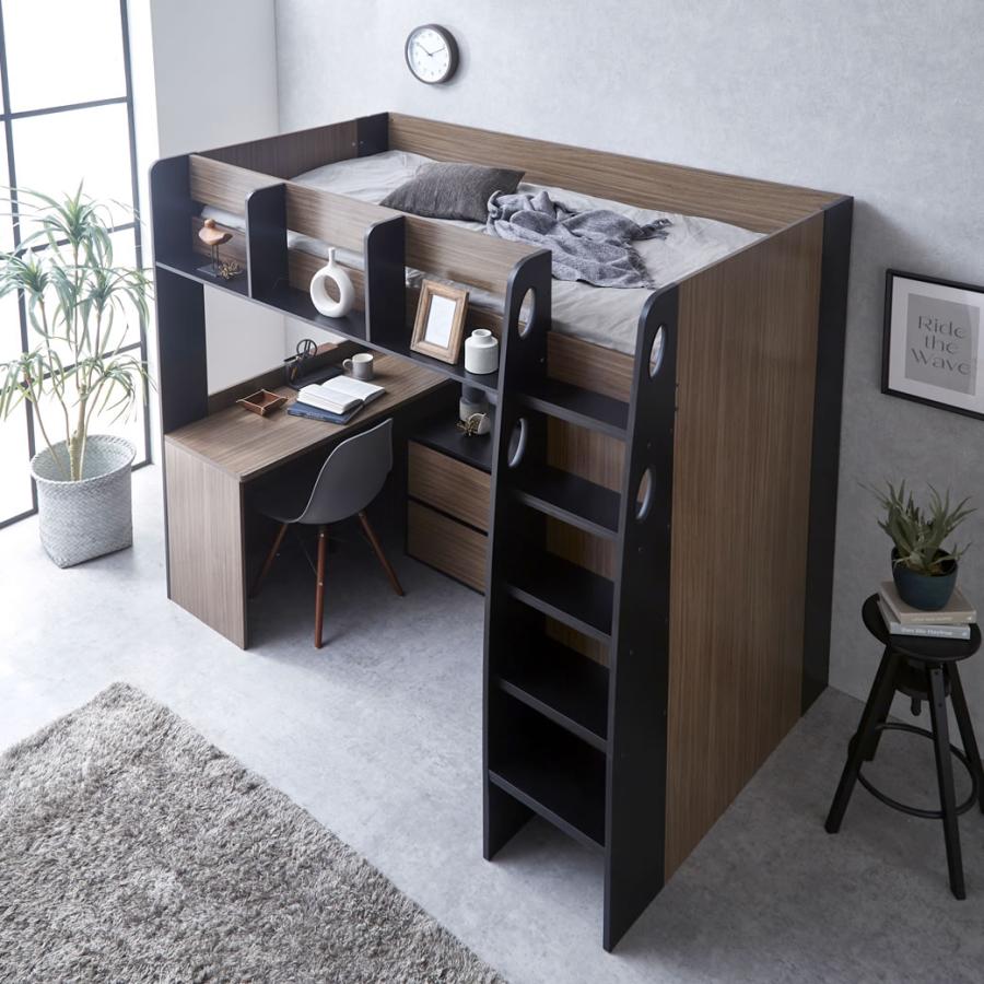 システムベットS・シングル スチールネット・可動デスク付　2COLOR システムベットS・シングル スチールネット・可動デスク付