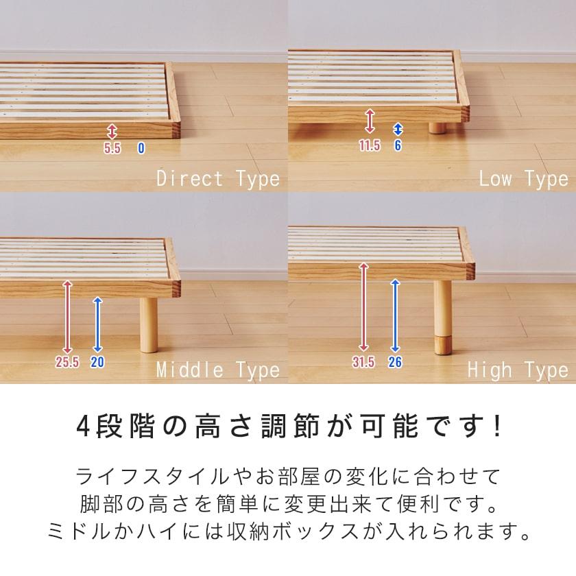 すのこベッド セミシングルロング 厚さ20cmポケットコイルマットレス