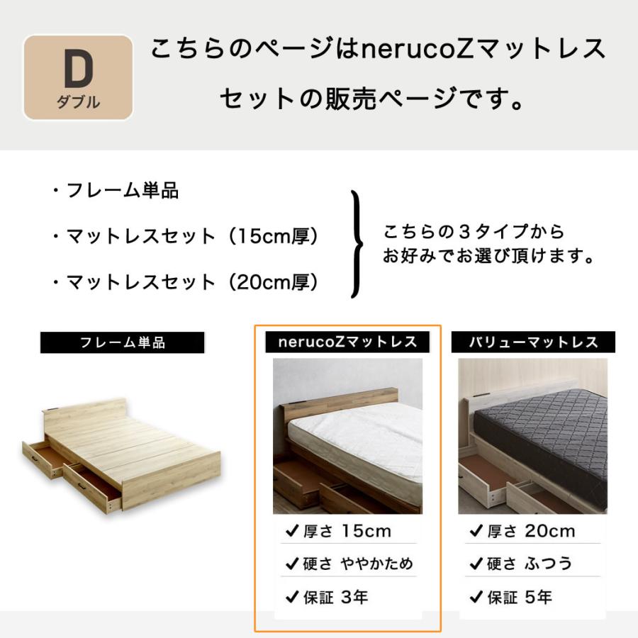 引き出し2杯付きダブルベッドフレーム ダブルベッド Sucre シュクレ 引出し収納付きベッドフレーム D 2色対応