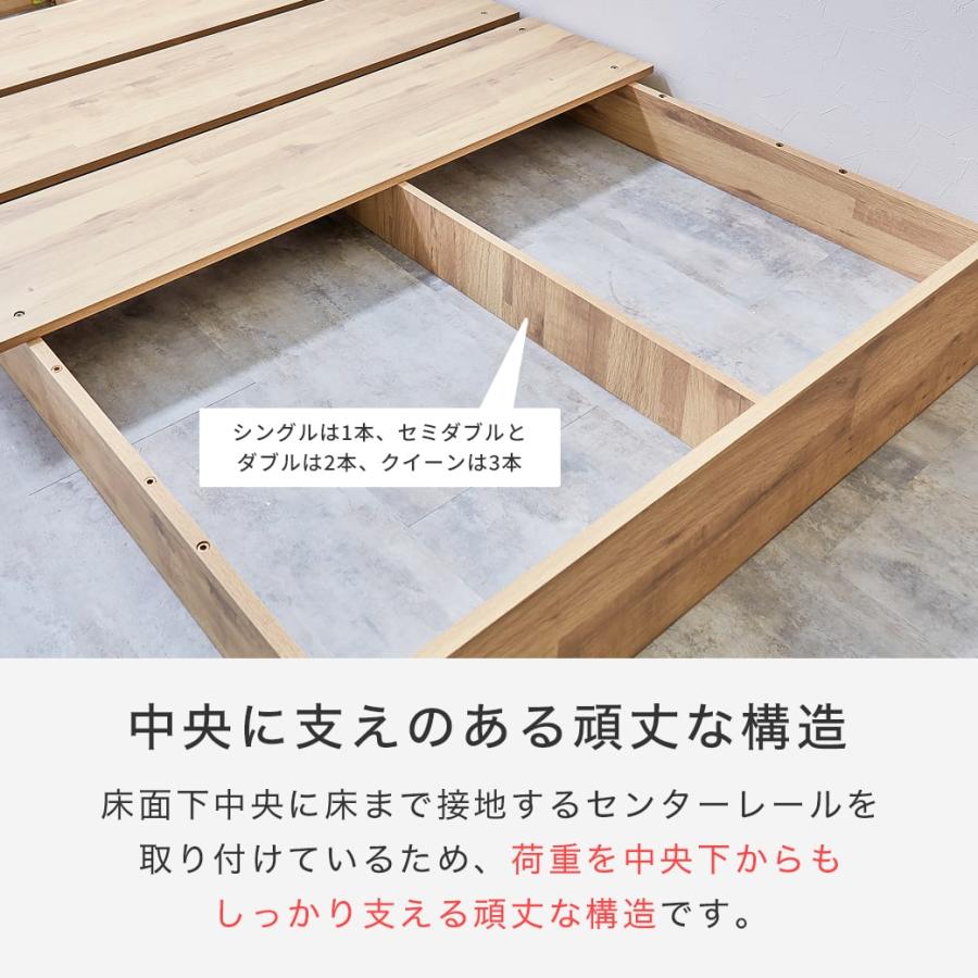 ローベッド ステージベッド 棚コンセント付き USB-A&C 耐荷重700kgクリア すのこベッド ダブル ベッド単品 ベッドフレームの画像