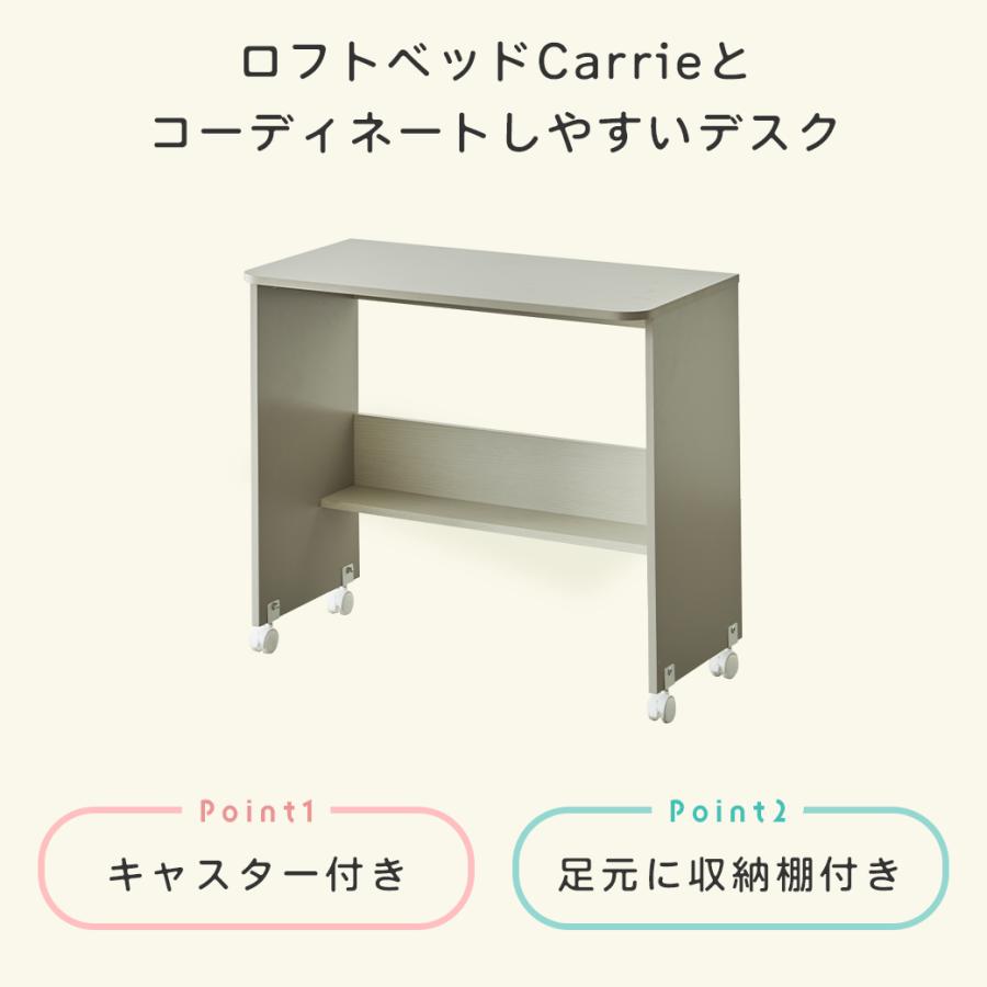 デスク キャリー 高さ70cm キャスター付き 机 学習机 かわいい