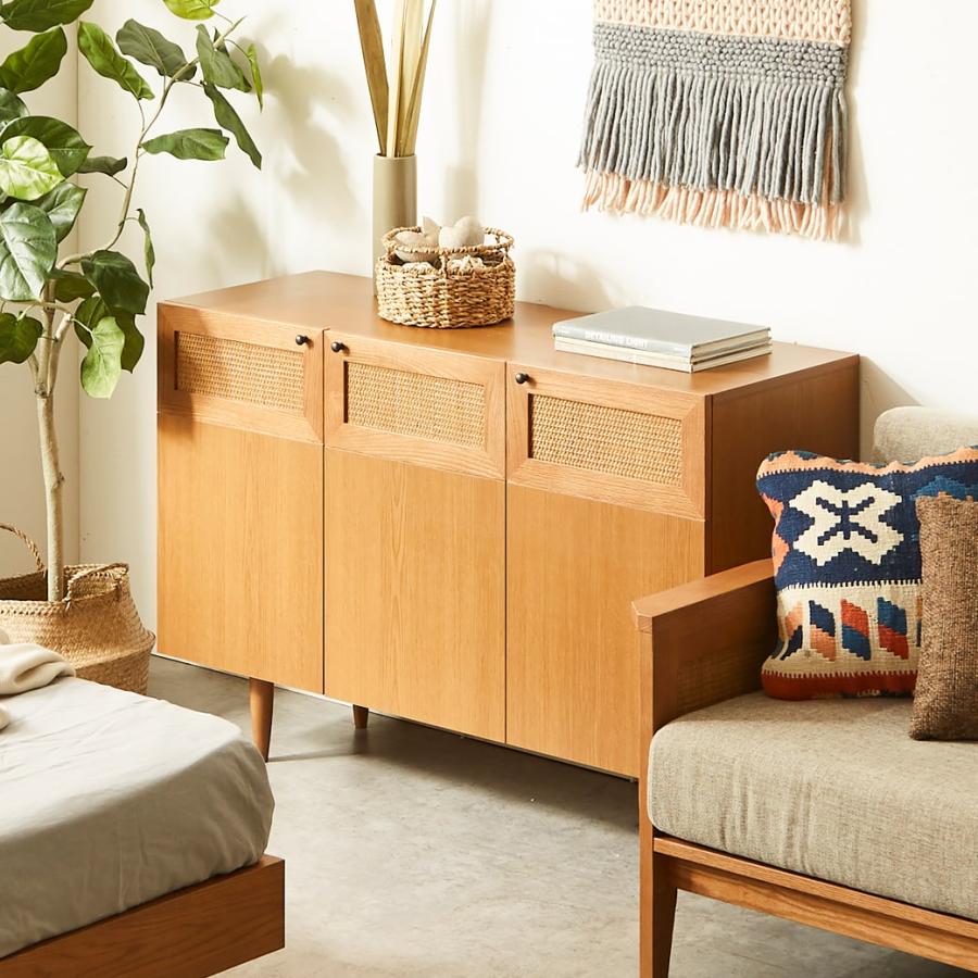 超人気！2COLOR選べ！大容量 収納棚キャビネット サイドボード　ラタン風 R.U.S 大容量収納／ラタンキャビネット ｜家具・インテリア通販 Re